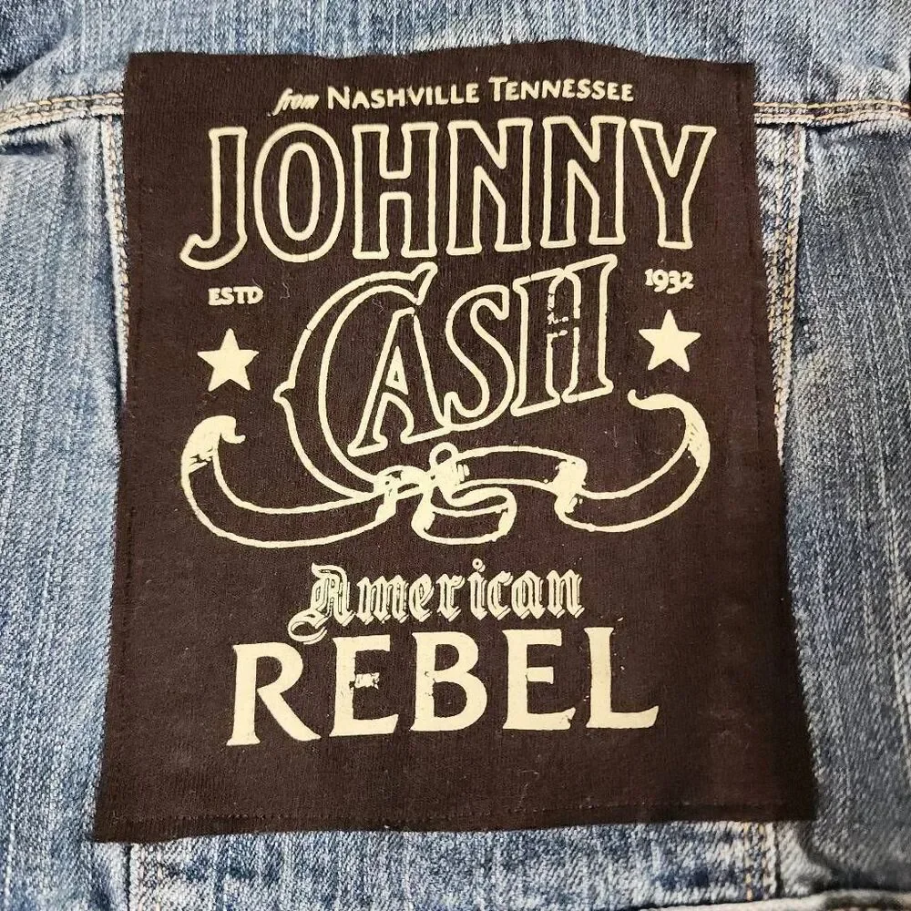 Old Navy Denim Jacket Upcycled Johnny Cash Kids Size 12-18 Months